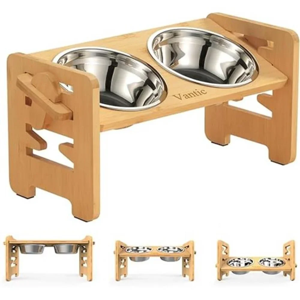 Elevated Dog Bowls, Adjustable Raised Dog Bowl Stand for Small Puppy and Cats